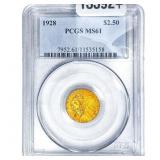 1928 $2.50 Gold Quarter Eagle PCGS MS61