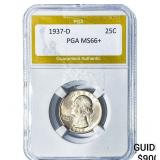 1937-D Washington Silver Quarter PGA MS66+