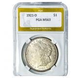 1921-D Morgan Silver Dollar PGA MS63