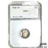 1916-D Mercury Silver Dime PCI AG3