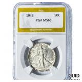 1943 Walking Liberty Half Dollar PGA MS65
