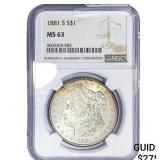 1881-S Morgan Silver Dollar NGC MS63