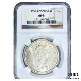 1958 Canada Silver $1 NGC MS61