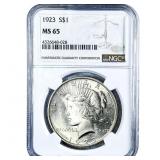 1923 Silver Peace Dollar NGC MS65