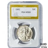 1942 Walking Liberty Half Dollar PGA MS66