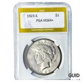 1923-S Silver Peace Dollar PGA MS64+