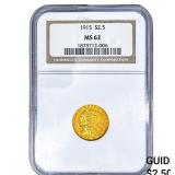 1915 $2.50 Gold Quarter Eagle NGC MS62