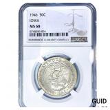 1946 Iowa Half Dollar NGC MS68