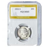 1932-S Washington Silver Quarter PGA MS65