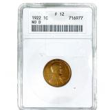 1922 Wheat Cent ANACS F12