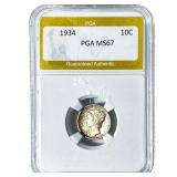 1934 Mercury Silver Dime PGA MS67