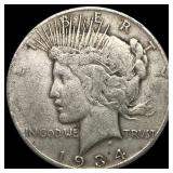 1934-S Silver Peace Dollar NICELY CIRCULATED
