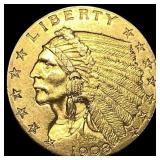 1908 Indian Head Gold $2.5 Quarter Eagle  CHOICE