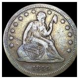 1859 Silver Seated Liberty Quarter LIGHTLY  CIRCU