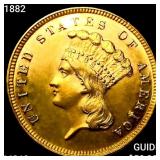 1882 $3 Gold Piece CHOICE BU+