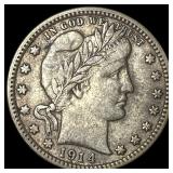1914-D Silver Barber Quarter ABOUT  UNCIRCULATED