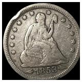 1853 Arrows/Rays Seated Liberty Quarter  LIGHTLY