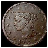 1842 Braided Hair Large Cent NEARLY  UNCIRCULATED