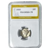 1920 Mercury Silver Dime PGA MS66+ FB