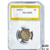 1930-S Buffalo Nickel PGA MS65