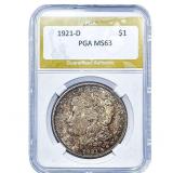1921-D Morgan Silver Dollar PGA MS63