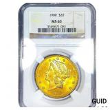 1900 $20 Gold Double Eagle NGC MS63
