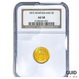 1872 Canada Newfoundland Gold $2 NGC AU58