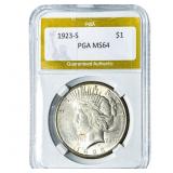 1923-S Silver Peace Dollar PGA MS64