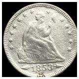 1853 Arrows/Rays Seated Liberty Quarter  NICELY C