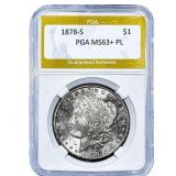 1878-S Morgan Silver Dollar PGA MS63+ PL