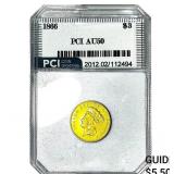 1866 $3 Gold Piece PCI AU50