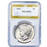 1921 Silver Peace Dollar PGA MS63