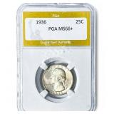 1936 Washington Silver Quarter PGA MS66+