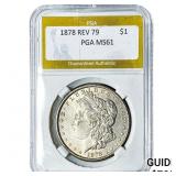 1878 Rev 79 Morgan Silver Dollar PGA MS61