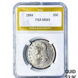 1884 Capped Bust Half Dollar PGA MS61