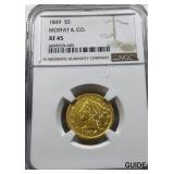 1849 Gold $5 Half Eagle Moffat & Co. NGC XF45
