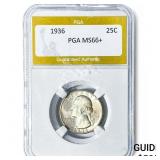 1936 Washington Silver Quarter PGA MS66+