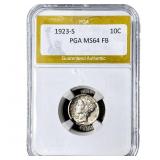 1923-S Mercury Silver Dime PGA MS64 FB