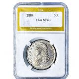 1884 Capped Bust Half Dollar PGA MS61