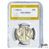 1941-S Walking Liberty Half Dollar PGA MS65+