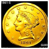 1861-S $2.50 Gold Quarter Eagle NEARLY UNCIRCULATE