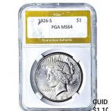 1926-S Silver Peace Dollar PGA MS64