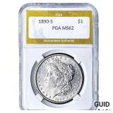 1890-S Morgan Silver Dollar PGA MS62