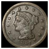 1851 Braided Hair Large Cent NEARLY  UNCIRCULATED