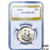 1954-S Franklin Half Dollar PGA MS66 FBL