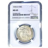 1935-D Walking Liberty Half Dollar NGC MS65