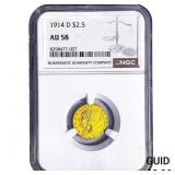 1914-D $2.50 Gold Quarter Eagle NGC AU58