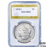1878-S Morgan Silver Dollar PGA MS64