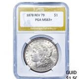 1878 Rev 79 Morgan Silver Dollar PGA MS63+
