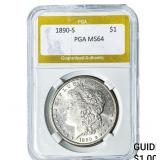 1890-S Morgan Silver Dollar PGA MS64